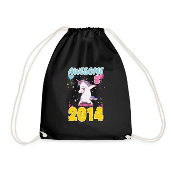 8th Birthday Unicorn - Drawstring Bag - black - Front