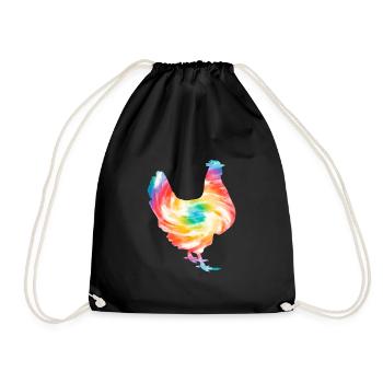 Huhn Bauernhof Geflügel Hahn Hühner Geschenk - Turnbeutel - Schwarz - Vorne