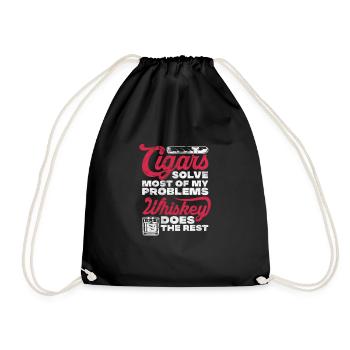 Cigar Whiskey - Drawstring Bag - black - Front