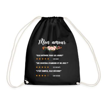 Mon amour citation fleurs critique fan film couple - Sac de sport léger - noir - Devant
