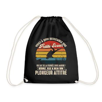 petite soeur pratiquante plongée sous marine - Sac de sport léger - noir - Devant