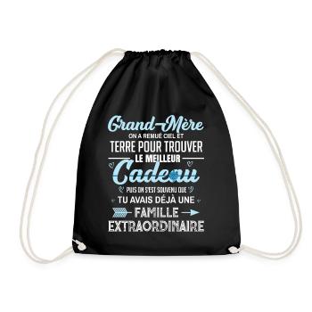 Meilleur cadeau grand mère citation coeur ruban - Sac de sport léger - noir - Devant