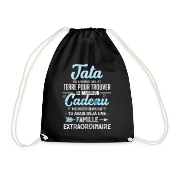 Meilleur cadeau tata citation coeur ruban tante - Sac de sport léger - noir - Devant