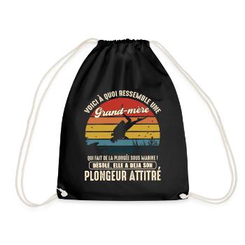 grand mère pratiquante plongée sous marine - Sac de sport léger - noir - Devant