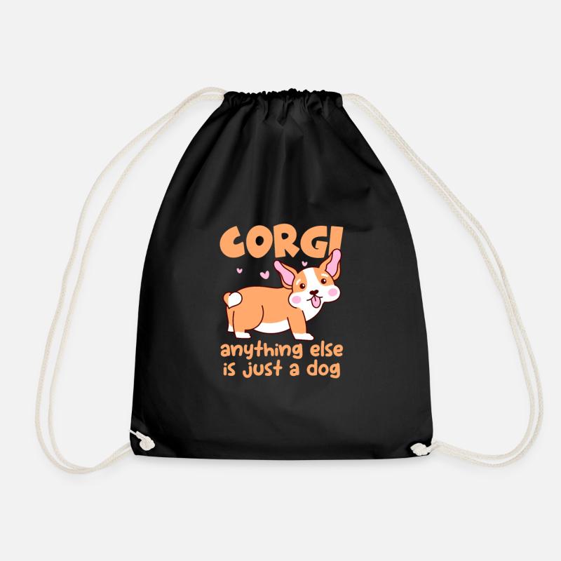 Corgi - Drawstring Bag - black