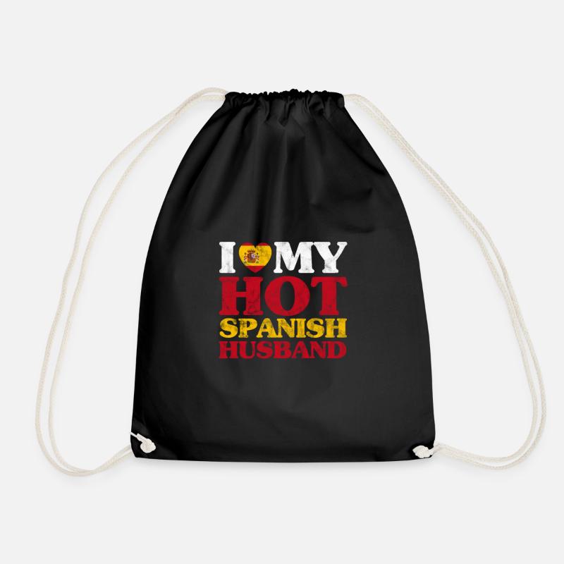 Spain Husband Spanish Spanish Wife Gift - Drawstring Bag - black