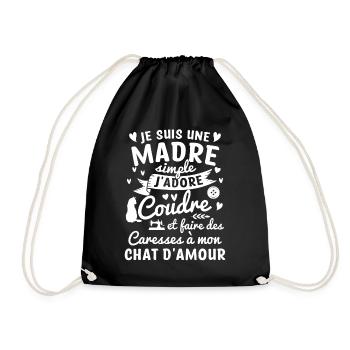 madre coudre couture propriétaire chat maman - Sac de sport léger - noir - Devant