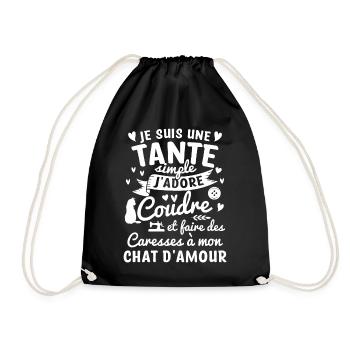 tante coudre couture propriétaire chat tata drôle - Sac de sport léger - noir - Devant