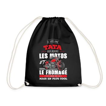 tata tante motarde adore les motos fromage - Sac de sport léger - noir - Devant