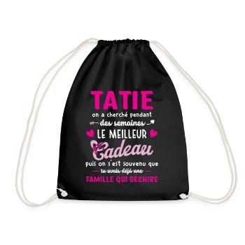 Meilleur cadeau tatie citation coeur ruban tante - Sac de sport léger - noir - Devant