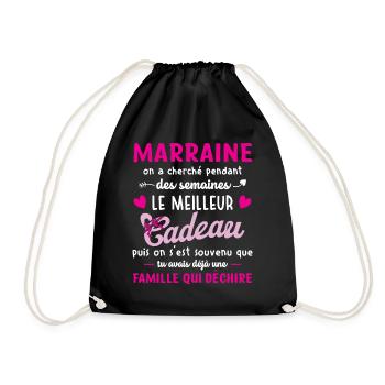 Meilleur cadeau demande annonce marraine coeur - Sac de sport léger - noir - Devant