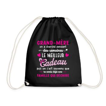 Meilleur cadeau grand mère citation coeur ruban - Sac de sport léger - noir - Devant