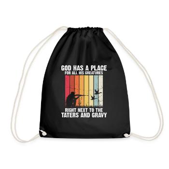 Funny Duck Hunting Design Hunter Hunting Duck Design - Drawstring Bag - black - Front