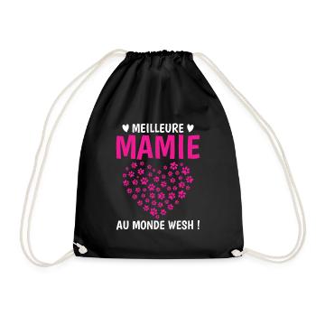 Meilleure mamie monde chats chiens pattes mémé - Sac de sport léger - noir - Devant