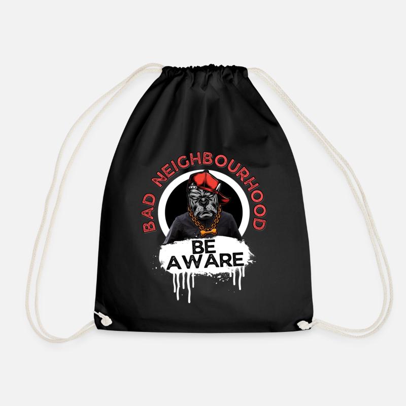 Bad neighbourhood Be Aware - Drawstring Bag - black