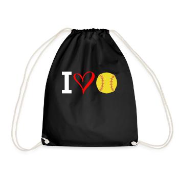 J’aime le cadeau de chemise de softball - Sac de sport léger - noir - Devant