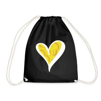 Herz Softball Shirt Geschenk - Turnbeutel - Schwarz - Vorne