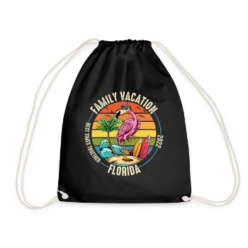 Family Vacation Best Times Together Flamingo - Drawstring Bag - black - Front