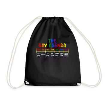 The Gay Agenda Funny LGBT Pride Rainbow - Drawstring Bag - black - Front