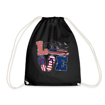 Pontoon Boat America Flip Flops Summer - Drawstring Bag - black - Front