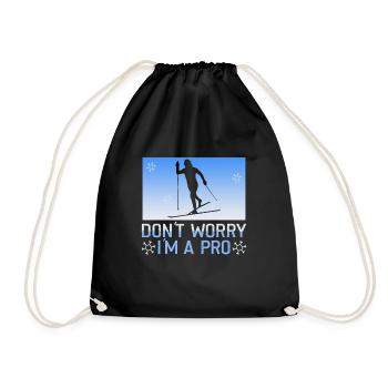 Cross-country biathlon cross-country skiers - Drawstring Bag - black - Front