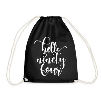 Hello Ninety Four Cute 94 Years Old Birthday - Drawstring Bag - black - Front
