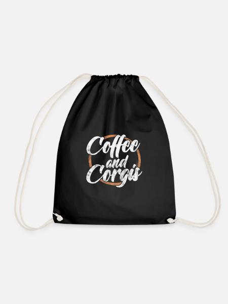 Welsh Corgi Hund Kaffee Hunde Hunderasse Geschenk - Turnbeutel - Schwarz