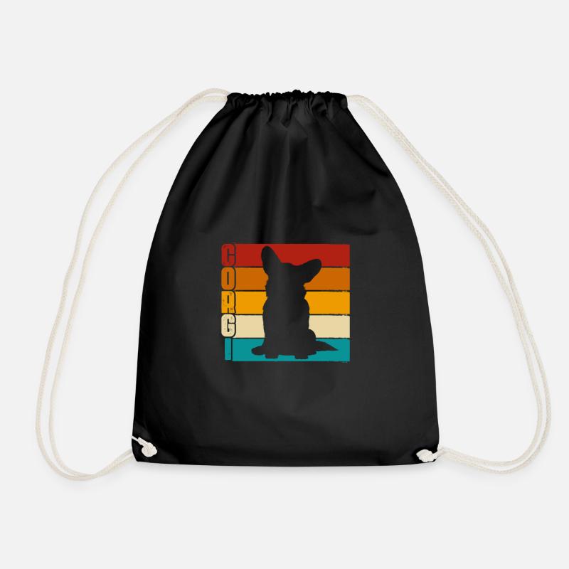 Corgi - Drawstring Bag - black