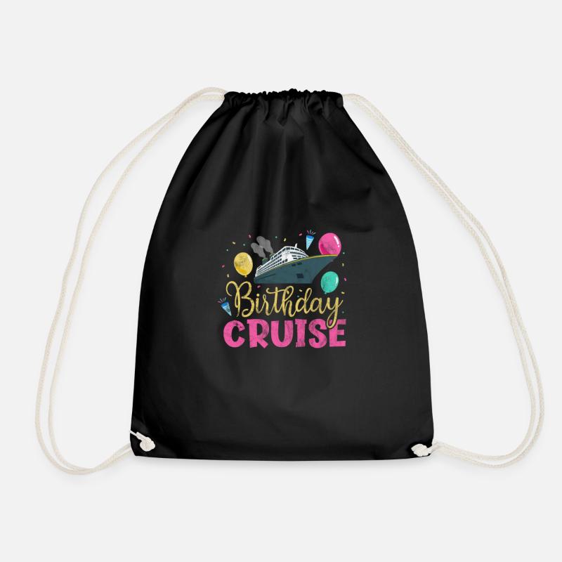 Cruise Birthday Cruise Ship Gift - Drawstring Bag - black