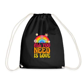 Hippie Peace Flower Power Amour Paix Cadeau - Sac de sport léger - noir - Devant