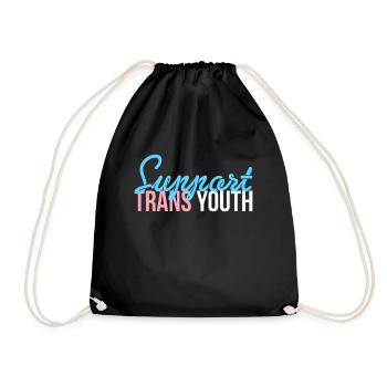 Support Trans Youth Shirt Gift - Drawstring Bag - black - Front
