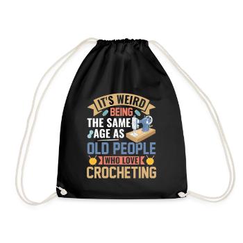 Passion Sewing Joke Grandma Mom Old - Drawstring Bag - black - Front