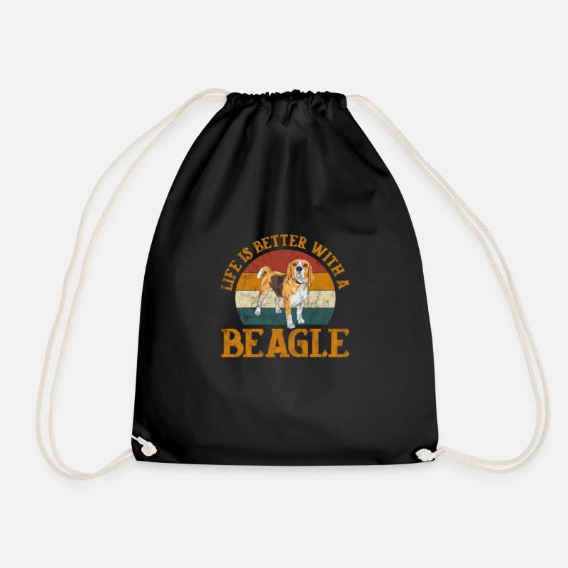 Beagle - Drawstring Bag - black