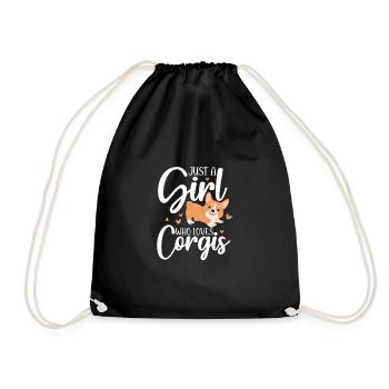 Corgi - Drawstring Bag - black - Front