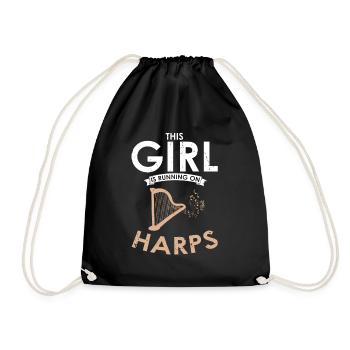 Harp design for harpist and harp player - Drawstring Bag - black - Front