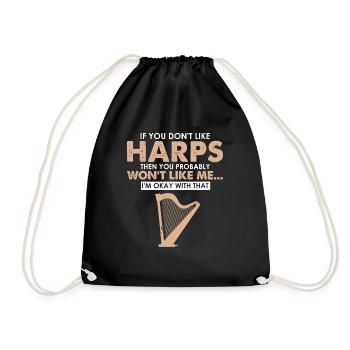 Harfe Design für Harfenist und Harfenspieler - Turnbeutel - Schwarz - Vorne