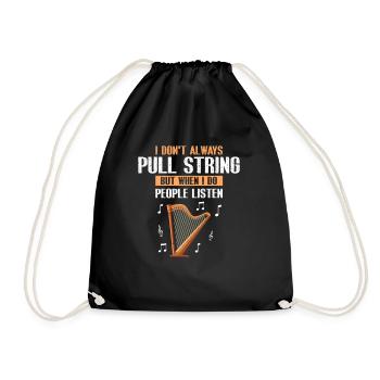 Harp design for harpist and harp player - Drawstring Bag - black - Front