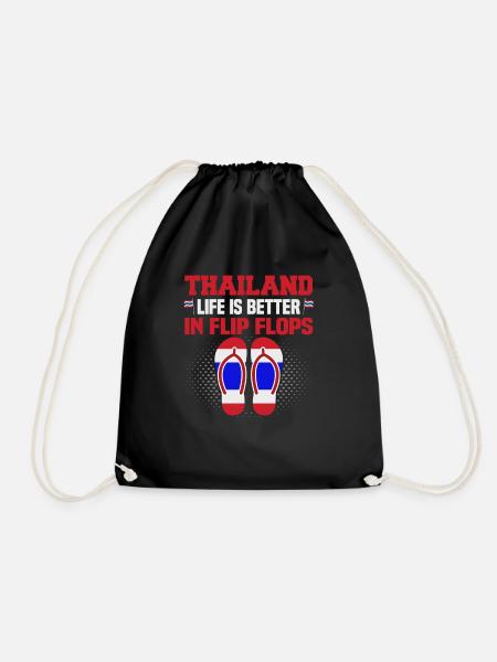 Thailand Strandurlaub am Meer Design Strandmotiv - Turnbeutel - Schwarz