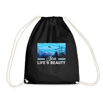 Beach holiday by the sea Design beach motif - Drawstring Bag - black - Front