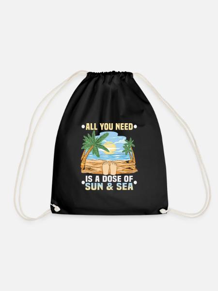 Strandurlaub am Meer Design Strandmotiv - Turnbeutel - Schwarz