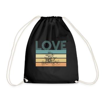 Love Vintage Retro Quad Driver Shirt Gift - Drawstring Bag - black - Front