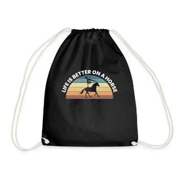 La vie est meilleure sur une chemise Voltagieren de cheval - Sac de sport léger - noir - Devant
