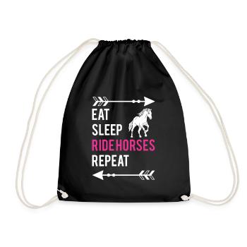Manger Sleep Ride Chevaux Répéter Chemise Cavalier - Sac de sport léger - noir - Devant