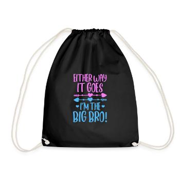 Big Brother Sibling Sister Gift - Drawstring Bag - black - Front