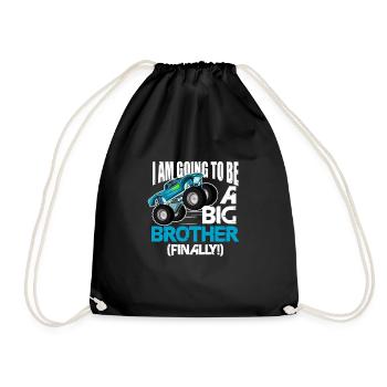Big Brother Sibling Sister Gift - Drawstring Bag - black - Front