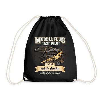 Modellflug Modellflugzeug Modellflieger Modellbau - Turnbeutel - Schwarz - Vorne