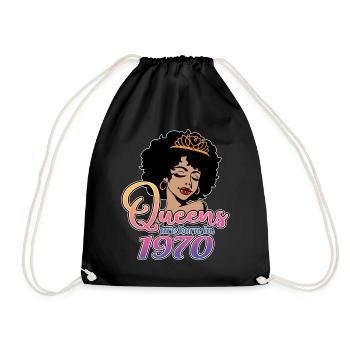 Queens Are Born In 1970 - 52nd Birthday For Women - Drawstring Bag - black - Front