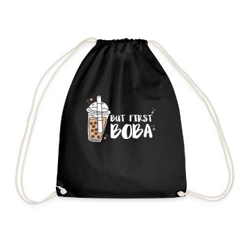 But First Boba Shirt Gift Bubble Tea - Drawstring Bag - black - Front