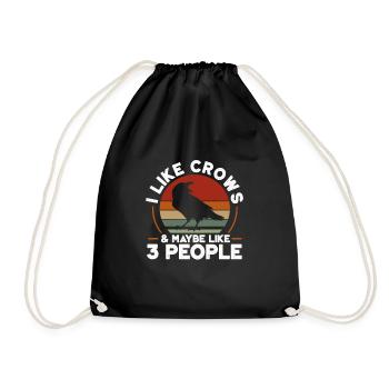 Raven Crow Bird Crow Birds Nature Crow GEschenk - Drawstring Bag - black - Front