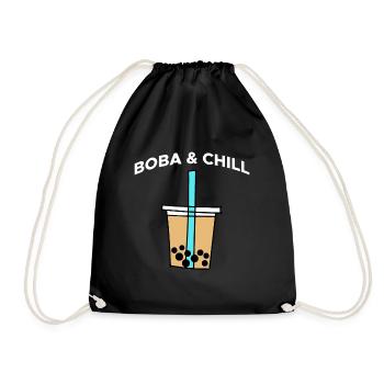 Boba & Chill Shirt Geschenk - Turnbeutel - Schwarz - Vorne